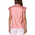 thumbnail image 3 of INSPIRAR CHIC Top Casual para Mujeres con Mangas Rizadas Camisetas de Lunares Blusa S Rosa, 3 of 6