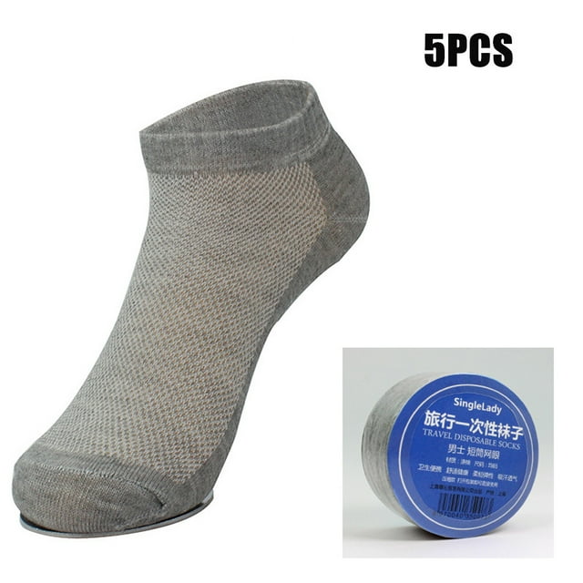 Up To $10 Socks Gray Man One Size Travel Portable Disposable Replacing Stretchy Socks 5PCS