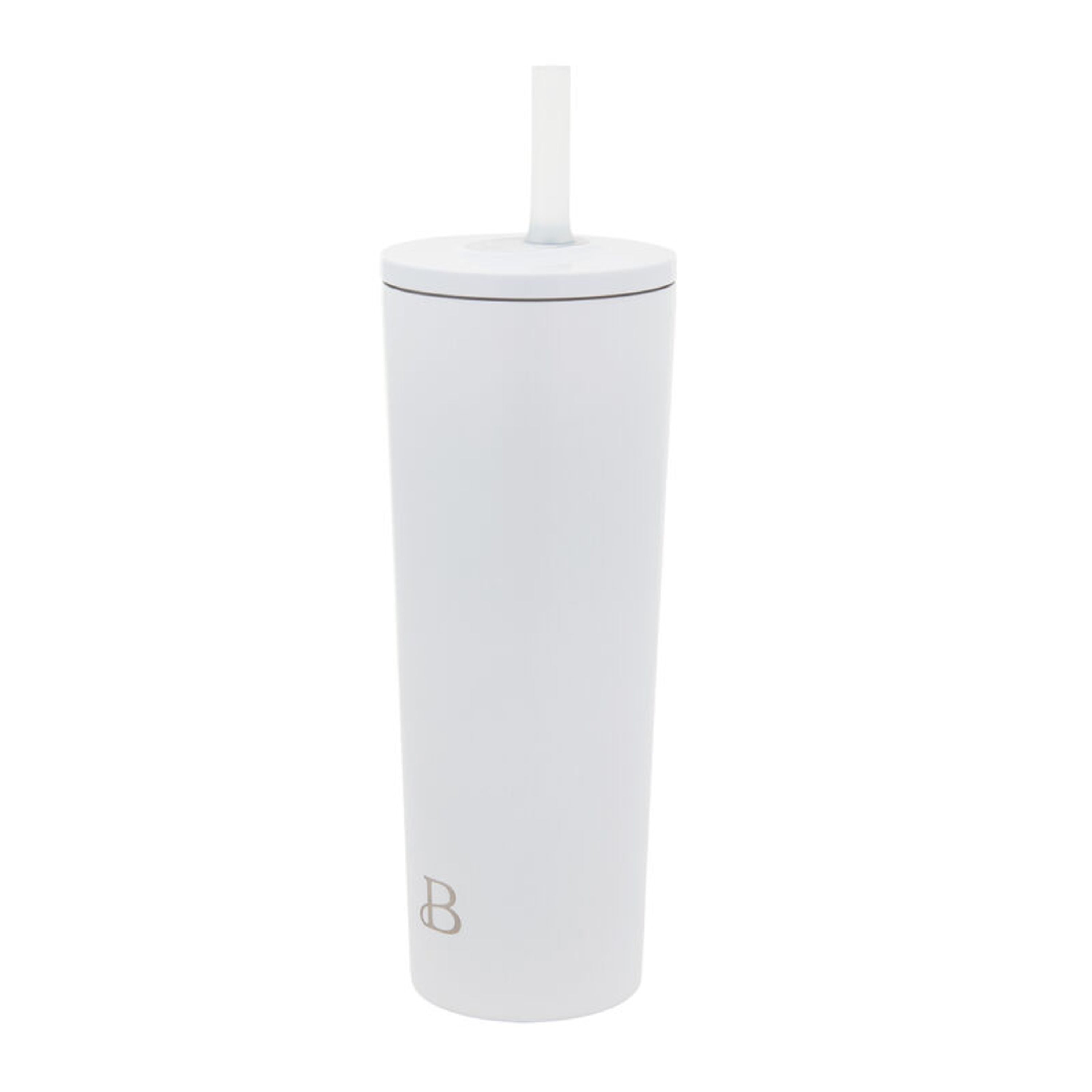 Beautiful 24oz No Drippy Sippy Stainless Steel Tumbler With Straw, White