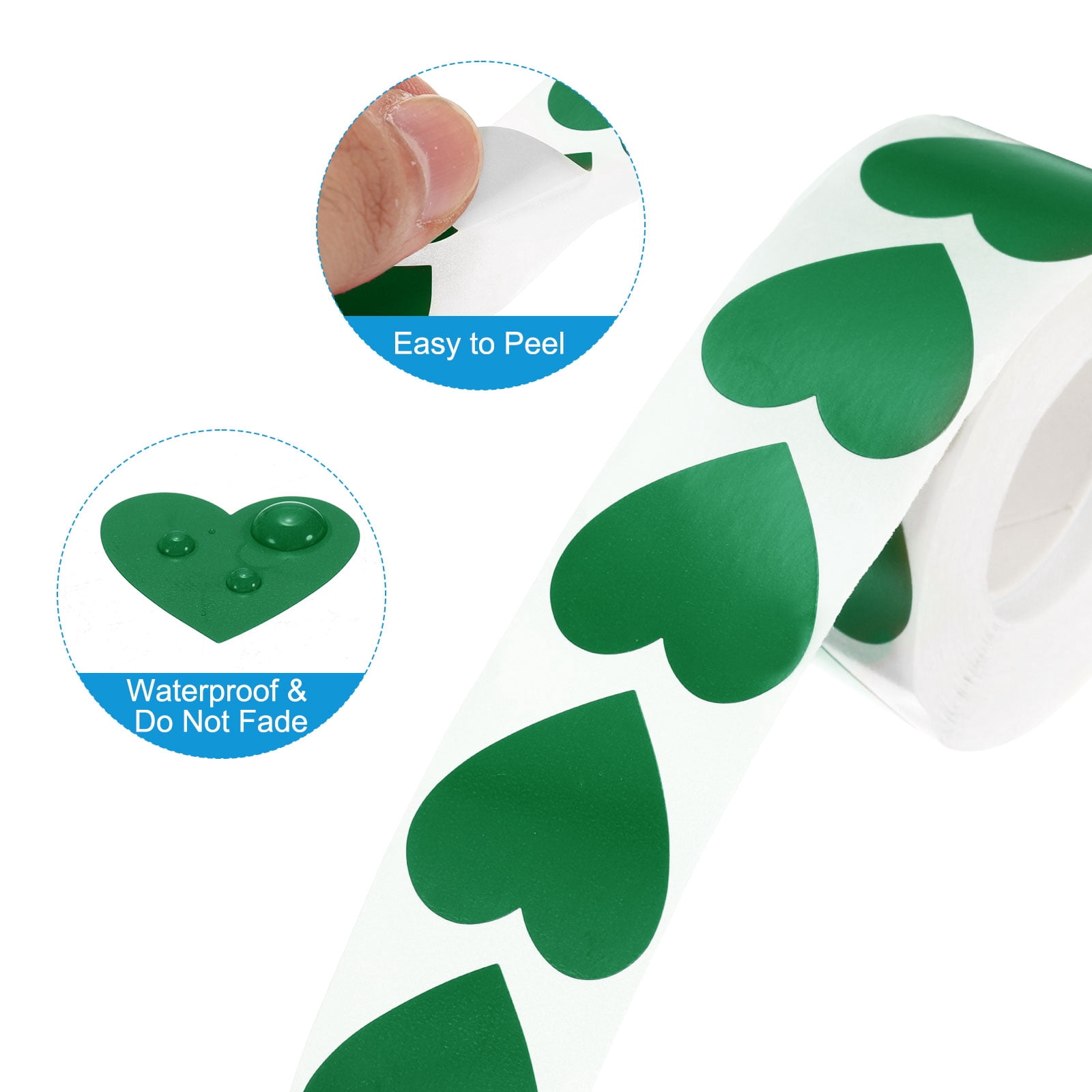 Unique Bargains Heart Stickers Self-Adhesive Coding Labels for DIY Crafts Green
