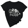 thumbnail image 1 of Hauts à Col Rond Amples pour Femmes Pull Décontracté pour la Journée des Enseignants Imprimé Mignon Manches Courtes T-Shirt, 1 of 6