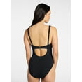 thumbnail image 4 of Time and Tru Women's and Women's Plus Size Crinkle Plunge Tie Front One Piece Swimsuit, Sizes XS-3X, 4 of 5