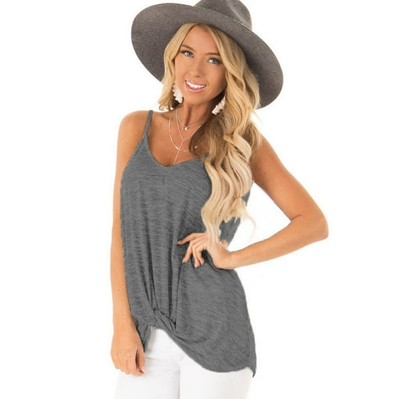 Womens V Neck Spaghetti Strap Tank Tops Sleeveless Shirts Loose