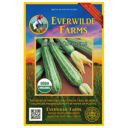 Sunburst Squash Seed - Everwilde Farms - 20 Organic Cocozelle Summer Squash Seeds - Gold Vault Jumbo Bulk Seed Packet