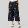 thumbnail image 2 of TAIAOJING Women High Waist Casual Wide Leg Pants Linen Capri Elastic Waist Summer Cropped With Pockets Fashion Trousers, 2 of 5