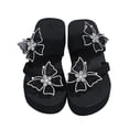 thumbnail image 4 of YAYUBA Womens White Sandals Black,Women's Fashion Color Diamond Butterfly Flip Flops Casual Wedge Slippers, 4 of 8