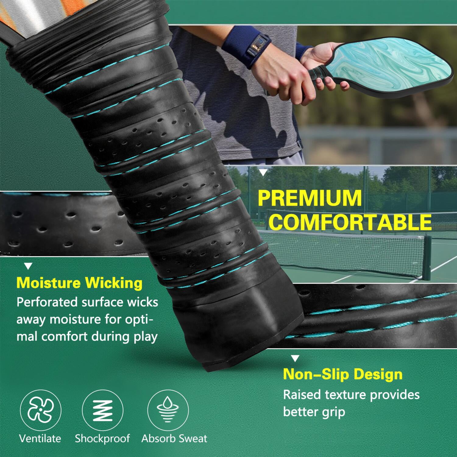 Pickleball Paddles Set Of 2, Fiberglass Surface, Liquid & Marble Print, 4 Balls & Bag