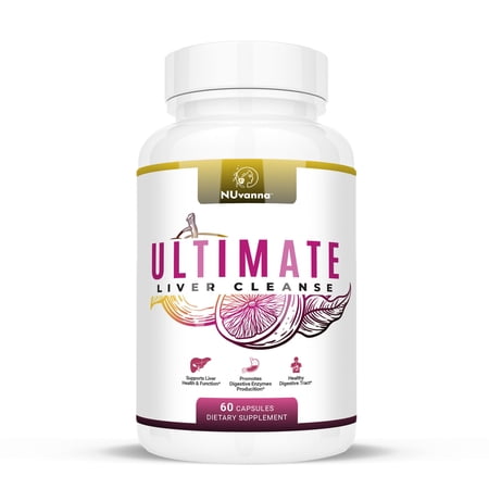 NUvanna Liver Cleanse Capsules - Supports Immune System & Digestion - Natural Liver Cleanse Repair Formula - Liver Detox Milk Thistle Supplement - 60 Capsules - 1 Bottle
