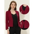thumbnail image 2 of INSPIRE CHIC Women's Work Office Open Front Zipper Collarless Cropped Blazer Burgundy XL, 2 of 4