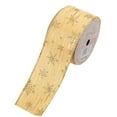 thumbnail image 2 of Christmas Burlap Ribbon Rolls, Dusknt Snowflake Glitter Satin Wired Ribbon Ivory Satin Ribbon with Gold Glitter Snowflake Pattern and Gold Metallic Edge Christmas Ribbon for Tree Decoration, 2 of 3