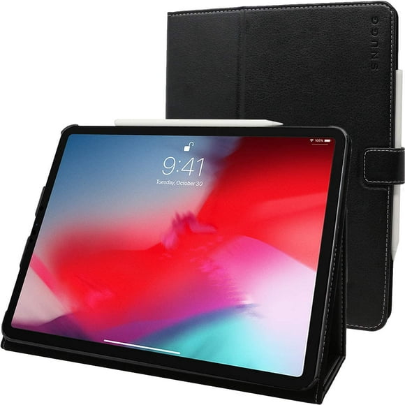 Snugg iPad Air 4 (2020) / iPad Pro 11 (2020-2nd Gen / 2018-1st Gen) Leather Case, Flip Stand Cover - Blackest Black