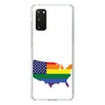 thumbnail image 1 of DistinctInk Clear Shockproof Hybrid Case for Galaxy S20 PLUS / 5G (6.7" Screen) - TPU Bumper, Acrylic Back, Tempered Glass Screen Protector - US Map Gay Pride Flag - LGBTQ Support, 1 of 2