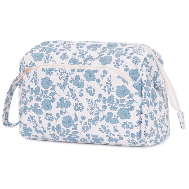 Bolsa de maquillaje Narwey, bonita organizadora de viajes abierta con estampado floral