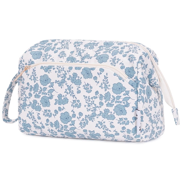 Bolsa de maquillaje Narwey, bonita organizadora de viajes abierta con estampado floral