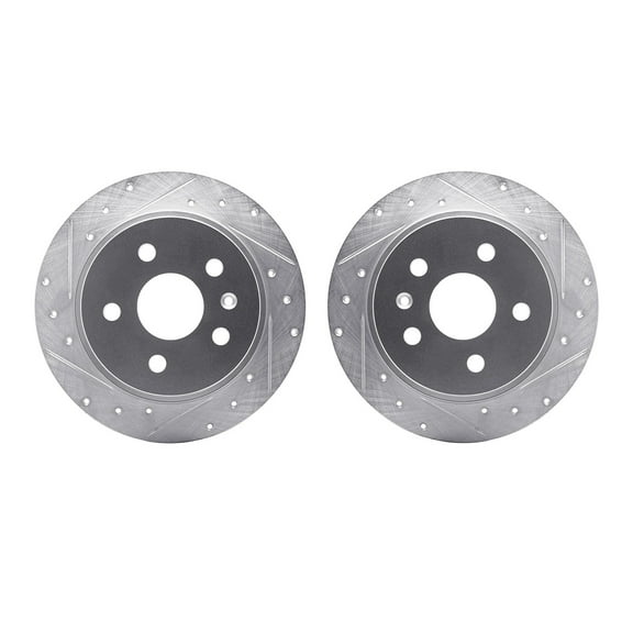 Dynamic Friction Company Rear Brake Rotors-Drilled and Slotted-Silver 7002-45020