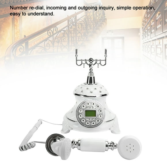 Landline Phone, White Number Re-dial Old Telephone, European Type Antique Telephone for Hotel Home