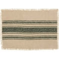 thumbnail image 3 of VHC Brands Farmhouse Holiday Tabletop & Kitchen - Vintage Burlap Stripe White Placemat Set of 6, 12 x 18 Oval, Green, 3 of 5