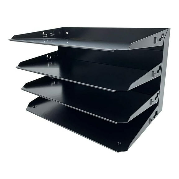 DyGTyX Desktop Horizontal 4-Slot Legal File Organizer, Black Steel