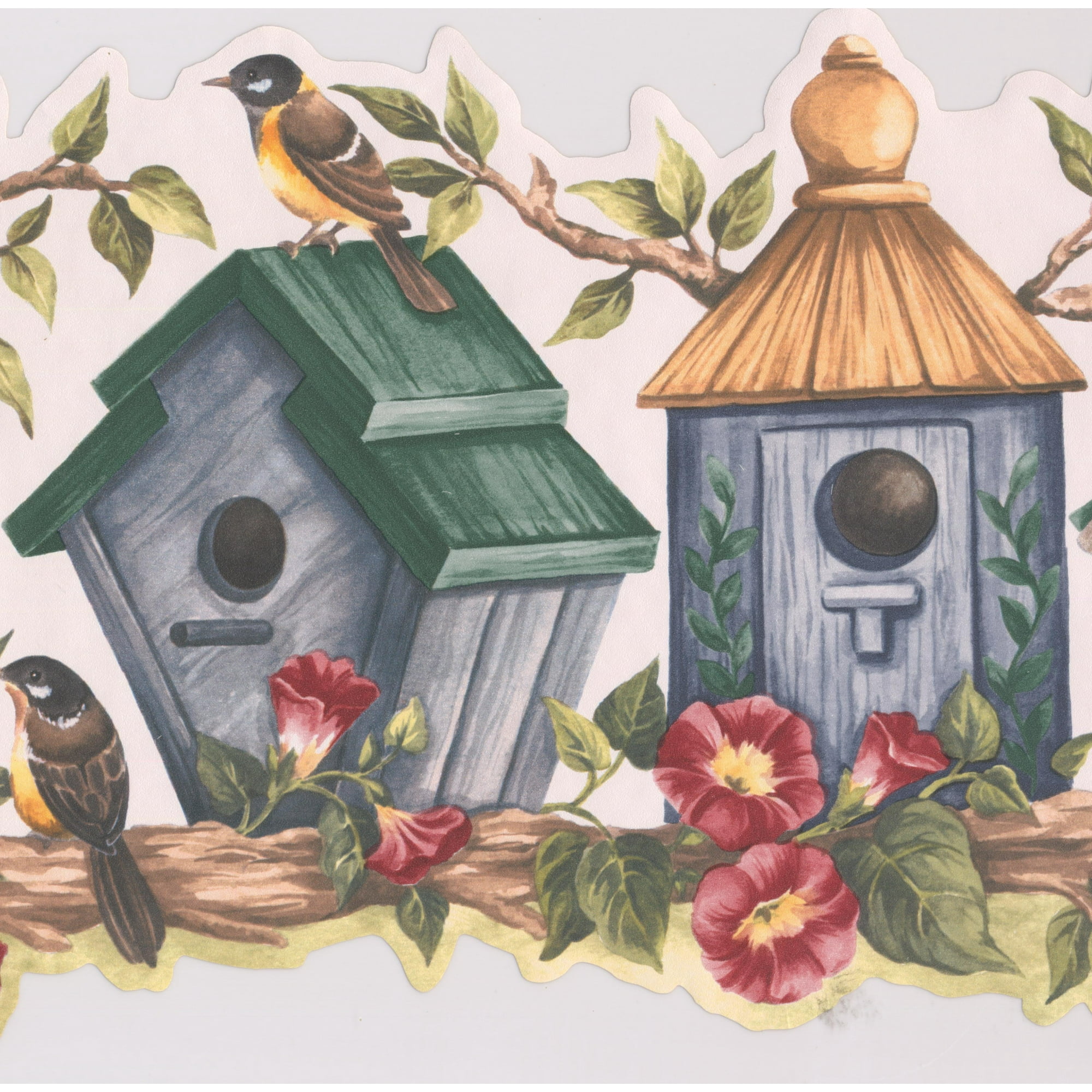 Birds on Bird Houses with Floral Design Animal Wallpaper Border for Cottage Kitchen Bathroom Living Room, Roll 15' x 10'' | Walmart Canada Birds on Bird Houses with Floral Design Animal Wallpaper Border for Cottage Kitchen Bathroom Living Room, Roll 15' x 10'' | Walmart Canada