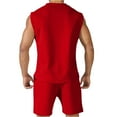 thumbnail image 6 of USNSM Men's Sleeveless UPF 50+ Round Neck Shirts Quick Dry Workout Tank Top Elastic Waistband Sports Shorts Running Gym Tank Suit Red XL, 6 of 6