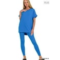 thumbnail image 4 of Zenana Plus Size Round Neck Brushed DTY Microfier Short Sleeve Hi-Low Hem & Full Length Leggings Loungewear Set, 4 of 5
