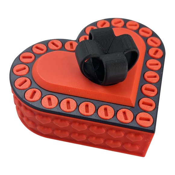 Oimcto Valentine's Day Heart-Shaped 3D Printed Gift Box Ornament,Red and Black,Box Valentine's Day Love 3D Printed Annoying Box Ornament: an Exclusive Sweet for Her/Him