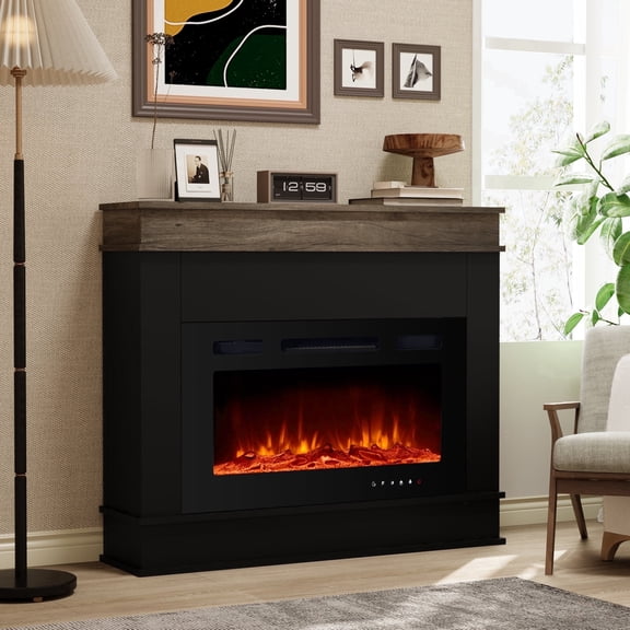 Maxhonor Electric Fireplace Mantel with 12 Flame Colors, Overheating Protection & Remote Control, Classic Minimalist Design