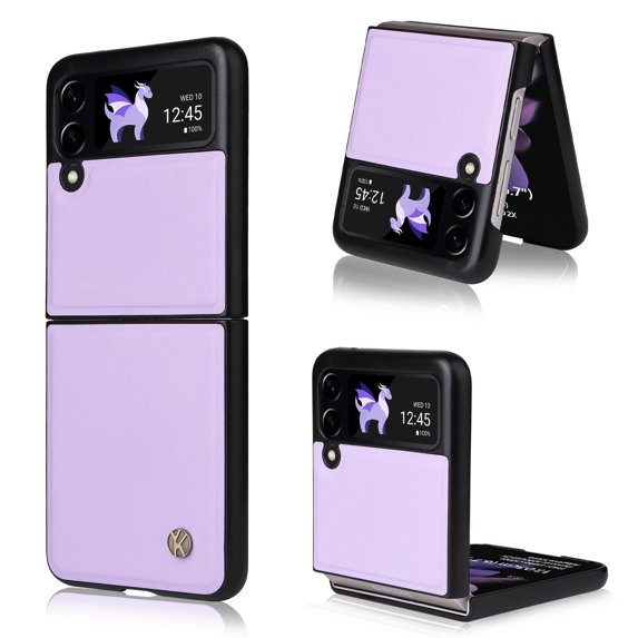 Mantto Case for Samsung Galaxy Z Flip 3 with Strong Magnetic Attraction Slim Thin Fit Profile Case, Luxury PU leather Soft Silicone Shockproof Protective Folding Cover for Samsung Z Flip3,Purple