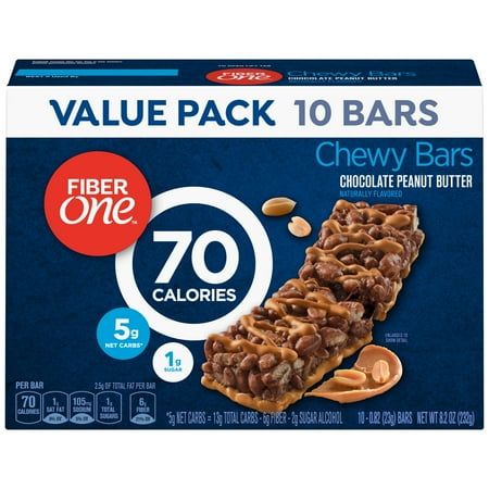 - Fiber One Chewy Bar 90 Calorie Chocolate Peanut Butter 10 Fiber Bars