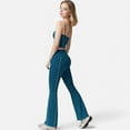 thumbnail image 5 of Women's High Waist Flared Leggings with Contrast Seam Detail and Stretch Fabric - Large, Teal, 5 of 7
