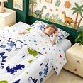 thumbnail image 4 of meiyoeat Woodland Dinosaur Twin Comforter Sets for Boys Bedding, Pine Jungle Wildlife Bedding Set, White Green Navy, Polkadot Reversible, 2pcs, 1 Comforter and 1 Pillowcase, 4 of 6