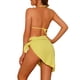 thumbnail image 3 of Conjuntos de bikini de 3 piezas para mujer, con escote halter, trajes de baño de malla con pareo y falda de playa, bañador mediano amarillo, 3 of 5