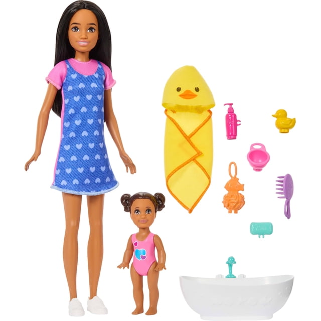Playset Barbie Skipper Babysitters Inc., con muñecas y bañera