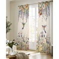 thumbnail image 5 of Spring Floral Sheer Curtains 84 Inch Length 2 Panels Set for Living Room/Bedroom, Daisy Sunflowers Wisteria Hummingbird Beige Kitchen Curtains Grommet Semi-Sheer Curtains Window Treatments 52"x84"x2, 5 of 7