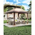 thumbnail image 1 of QinaQin Gazebo plegable de 13 x 13 pies con mosquitero y doble techo, altura ajustable, cubierta impermeable y con protección UV, ideal para patio, jardín, terraza o césped, 1 of 8