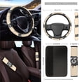 thumbnail image 3 of Yuyamidu Black Pug Car Seat Cover Set with Steering Wheel Cover Seat Belt Covers Trash Bag Air Vent Phone Holder Rearview Mirror Cover Cup Coasters Key Chain 15 PCS Beige Auto Accessories, 3 of 7