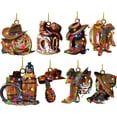 thumbnail image 4 of YAOMOBB Christmas Tree Decoration Creative Cowboy Themed Hat Xmas Tree Pendant Wild West Car Rear View Mirror Hanging, 4 of 7