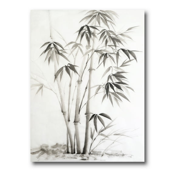 Designart ' Vintage Black and White Bamboo II ' Traditional Canvas Wall Art Print