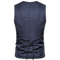 thumbnail image 4 of YLSDY Men's Double Breasted Suit Vest Slim Fit Casual Business Waistcoat V-Neck Herringbone Vest Steampunk Gothic Victorian Wedding Party with Welt Pockets Navy M, 4 of 4