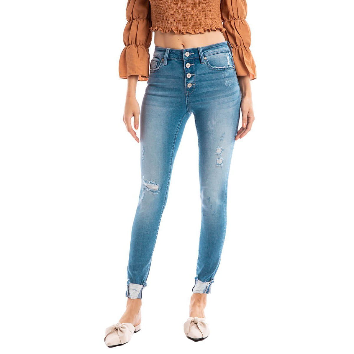 women's high rise button fly jeans