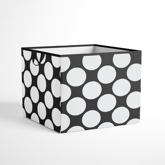 Bacati Dots/Pin Stripes Storage Box, Large, Black/White