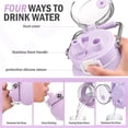 thumbnail image 4 of MUKOKO 84oz Glass Water Bottle, 2.5L Gallon Water Jug with Straw Lid and Stainless Steel Handle, Motivational Capacity Marker, Purple, 4 of 6