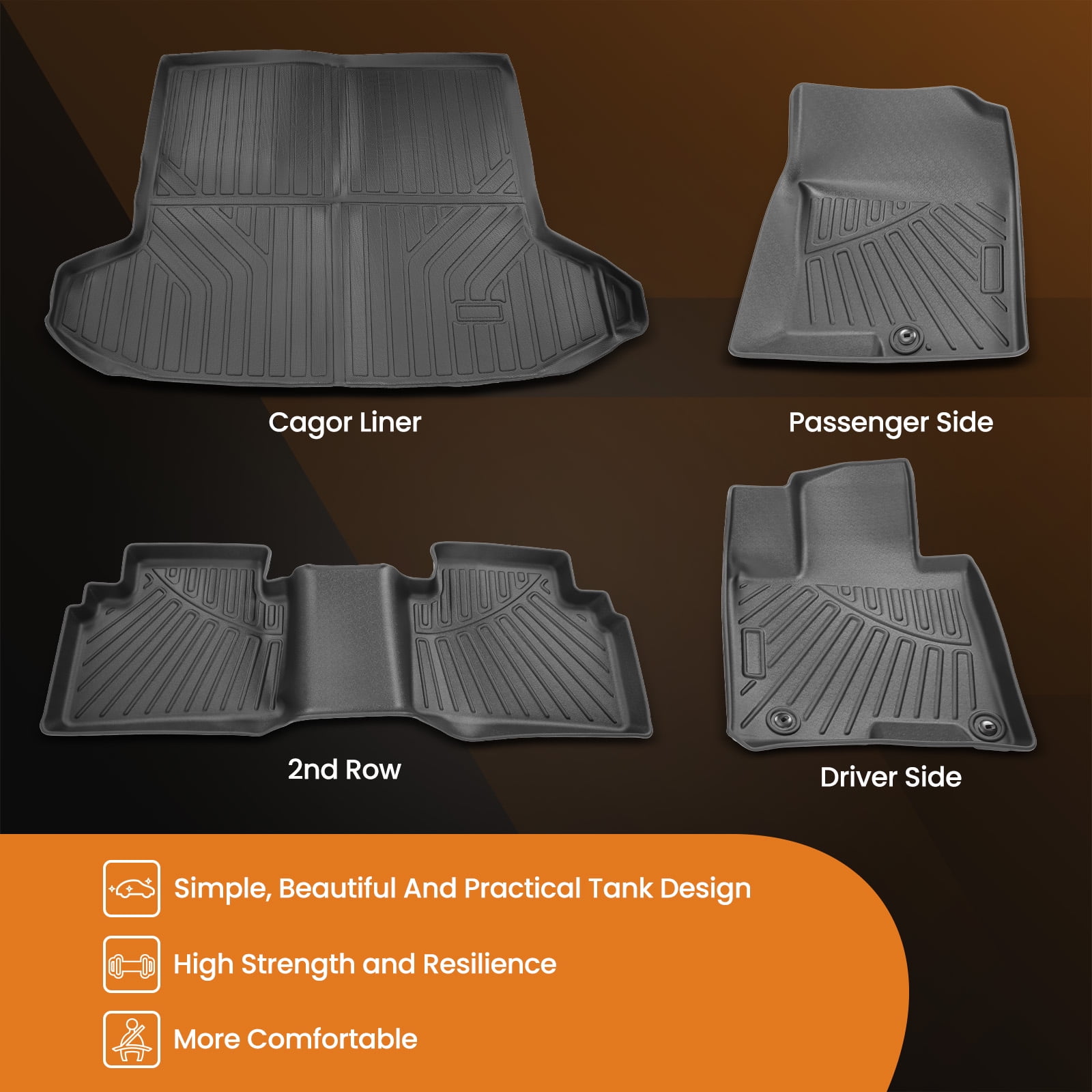 maXpeedingrods Floor Mats Cargo Trunk Liner Set for Hyundai Tucson 2022 2023 2024, All-Weather TPE Rubber Tucson Accessories Car Mats, Cargo with Standard Audio System Only, Black