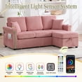 thumbnail image 7 of L-Shaped Sectional Sofa,Corduroy Convertible 3-Seat Sofa Couch with Pull-Out Storage,Ottoman for Living Room,Apartment,Pink, 7 of 7