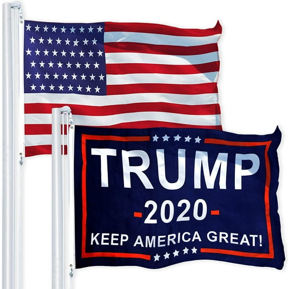 G128 Combo Pack: USA American Flag 3x5 Ft 150D Printed Stars & Keep America Great Flag 3x5 Ft 150D Printed