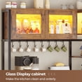 thumbnail image 6 of Bakers Rack for Kitchens with Charging Station & LED Lights, 6-Tier Microwave Stand with Storage Cabinets and Spacious Desktop, Coffee Bar with 8-S Hooks and Goblet Holder, Rustic Brown, 6 of 7