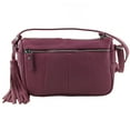 thumbnail image 4 of SILVERFEVER Leather Leather Multi Pockets Shoulder Handbag Tassel Detail Wine, 4 of 7
