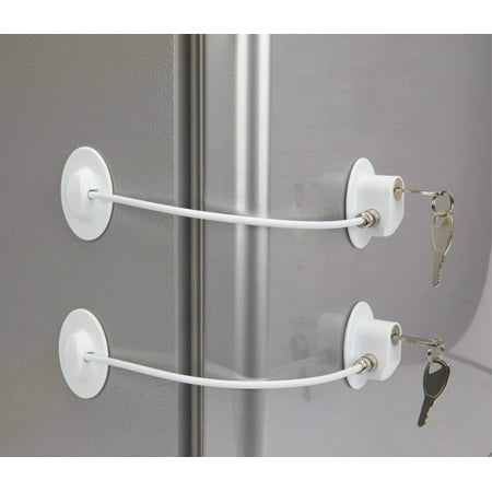 2 Pack Refrigerator Door Locks Dorm Freezer Door Lock and Child Safety Cabinet Lock with Strong Adhesive-White