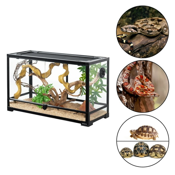 REPTI ZOO Terrario de Vidrio para Reptiles, Extra Grande Doble Puerta Frontal, 103 Lt 76cm X 30cm X 45cm, Acua Terrario de Cristal, Reptile Enclosure Knock-Down, Terrario Reptiles REPTI ZOO Terrario Knock down RK
