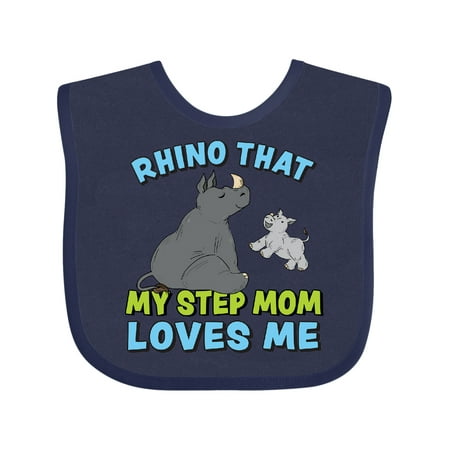 

Inktastic Rhino That My Stepmom Loves Me with Cute Rhinos Gift Baby Boy or Baby Girl Bib